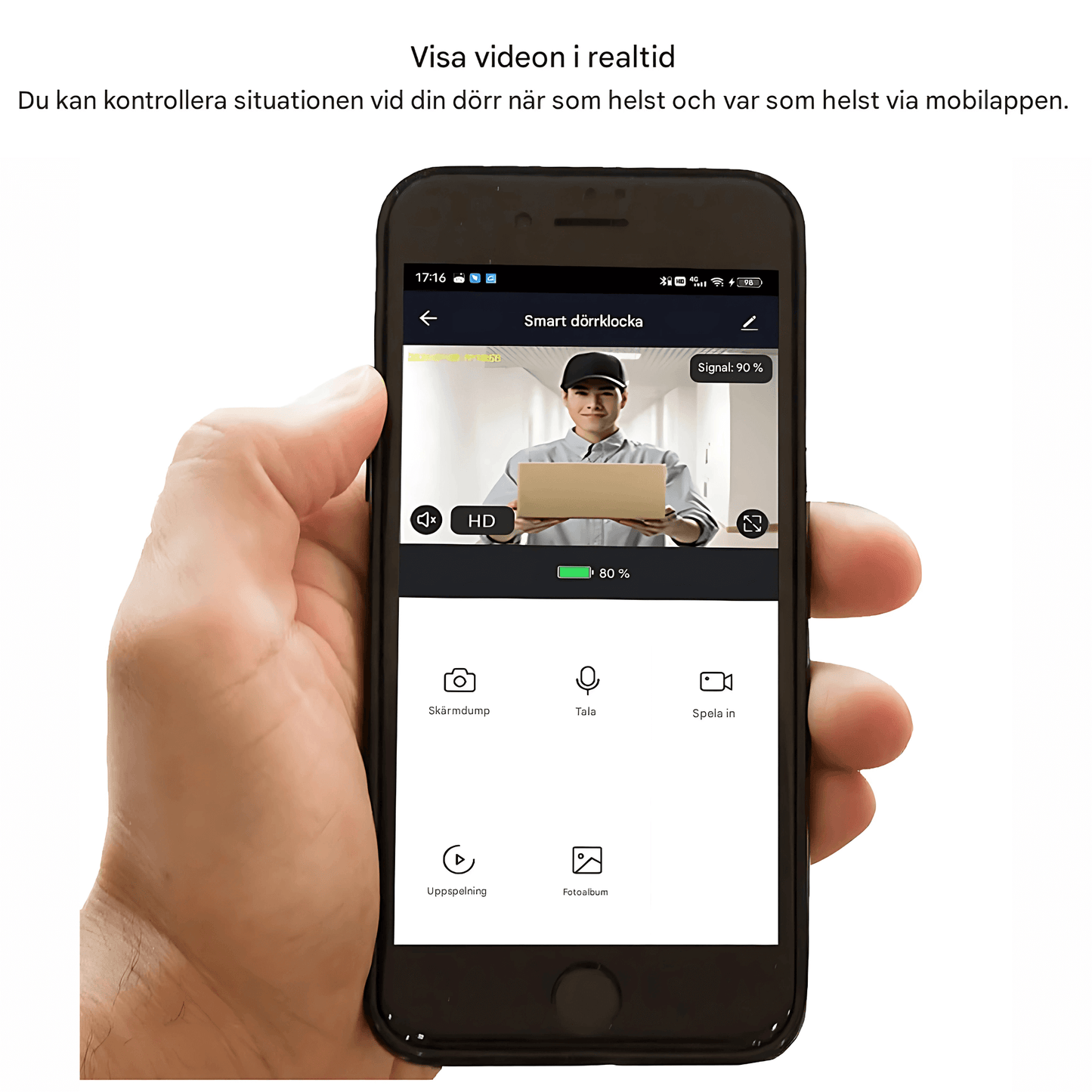 EntryGuard – Smart Trådlös Dörrklocka med Kamera, Kodlås & APP-anslutning för Hem och Villa
