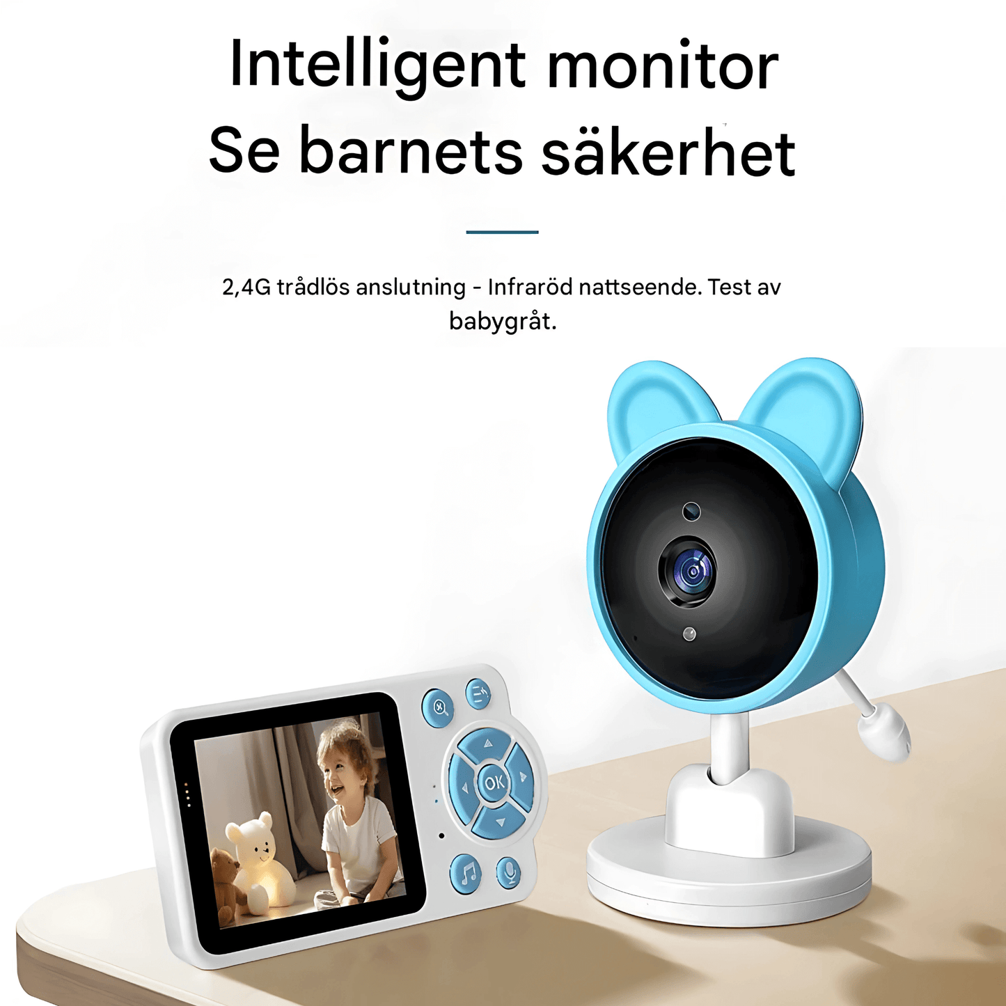 LullaView – Smart Babymonitor med Nattsyn, Temperaturovervåking & Trådløs Tilkobling