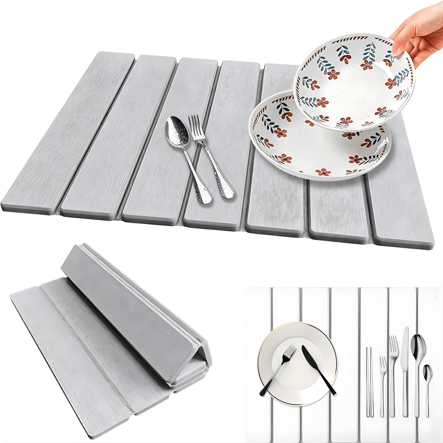 FREYA – Tapis essuie-pieds pliable pour cuisine avec base antidérapante et surface absorbante