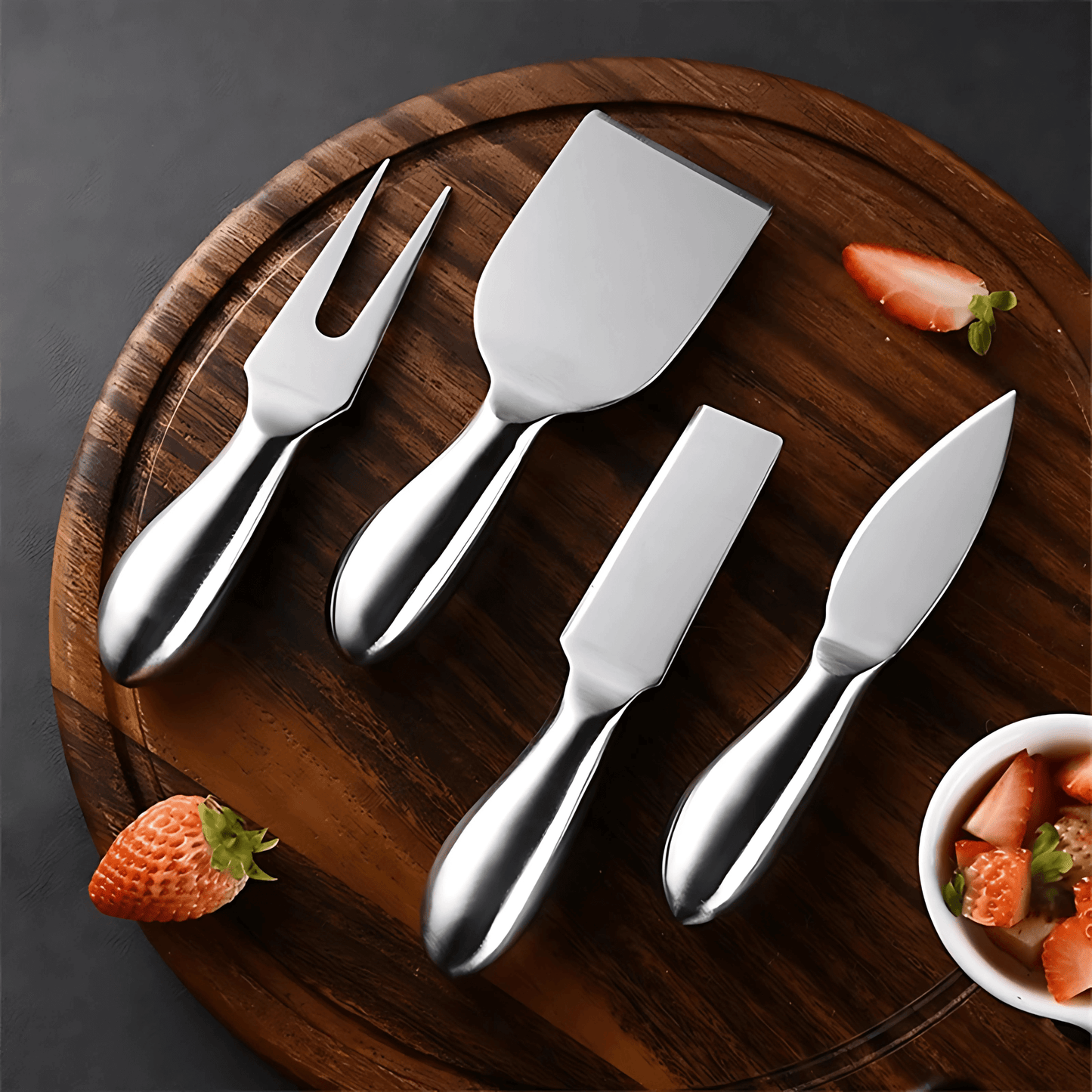 MARGO – Rostfritt Stål Ostknivsset med Spade, Gaffel & Smörkniv för Hem och Kök