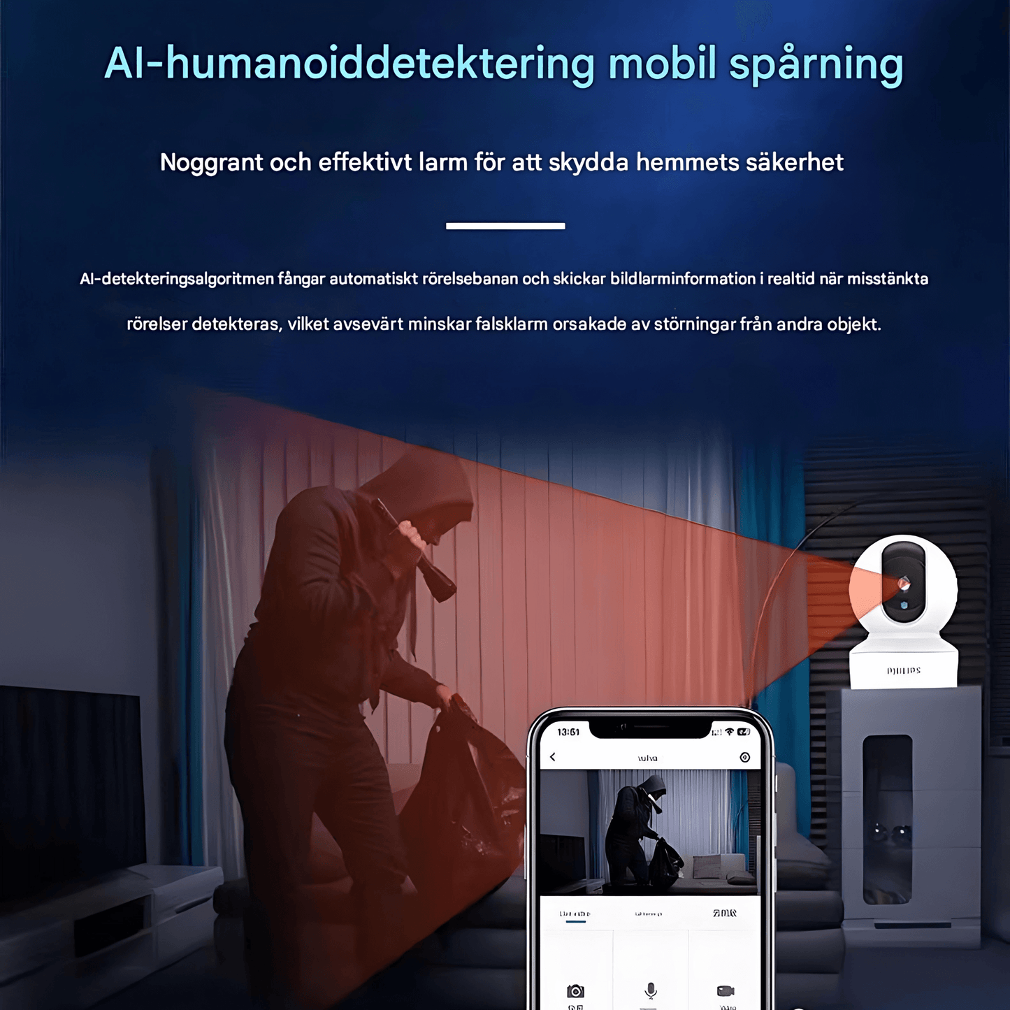 HomeGuard - Älykäs valvontakamera 360° panoraamanäkymällä, WiFi & Kaksisuuntainen ääni