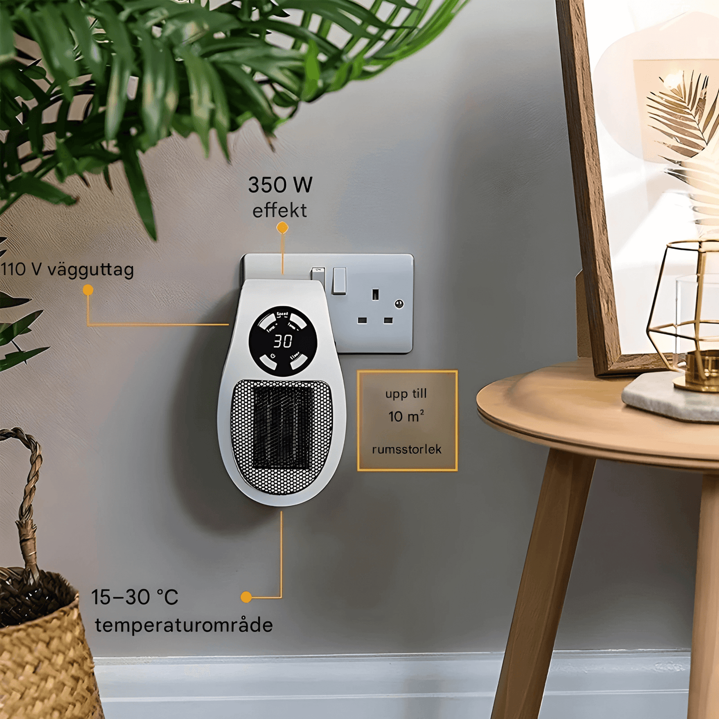 SAGA – Portabel Elektrisk Värmare med LED-display, Timer & Justerbar Temperatur