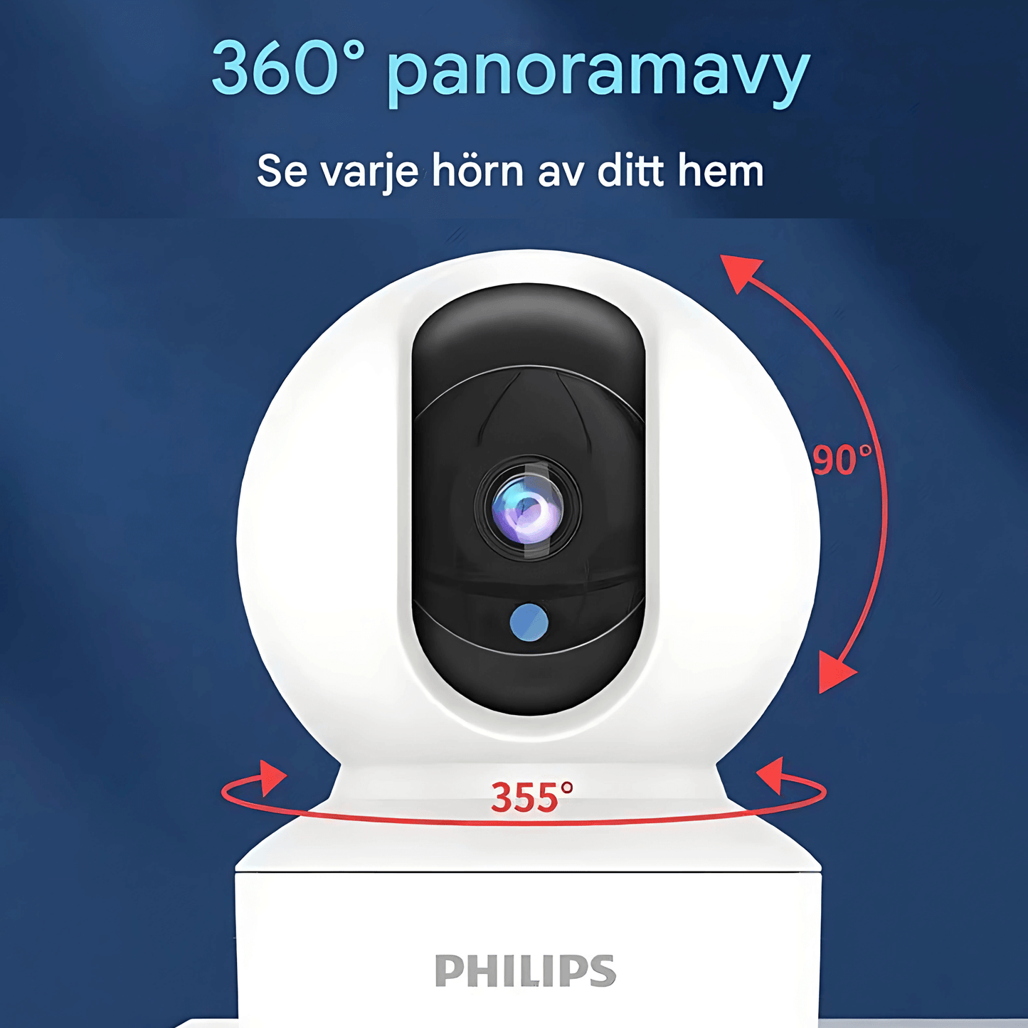 HomeGuard - Älykäs valvontakamera 360° panoraamanäkymällä, WiFi & Kaksisuuntainen ääni