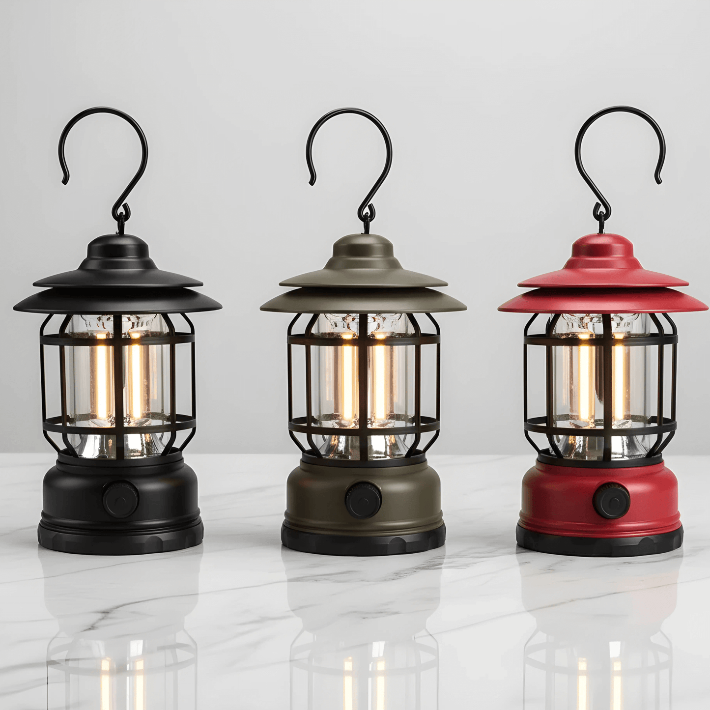 ALEX – Retro Portabel Campinglykta med LED, Typ-C Laddning & Justerbar Ljusstyrka