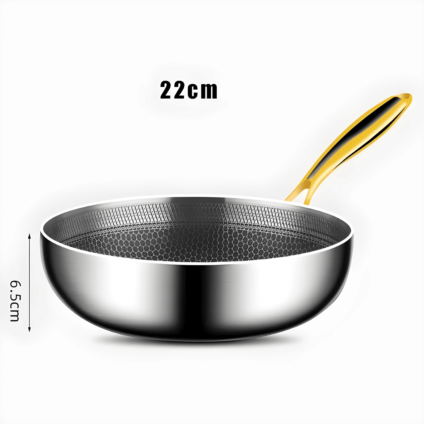CORA – Rostfri Stekpanna i 316 Stål med Honungsmönster, Non-Stick för Induktion & Gas, 22–28 cm