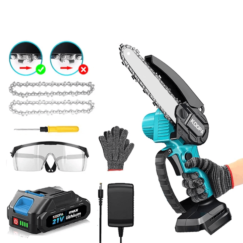 ALBIN - Mini tronçonneuse sans fil avec batterie 2000 mAh pour une coupe efficace du bois