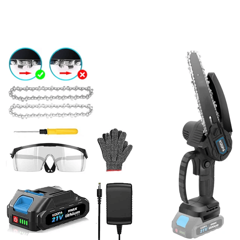 ALBIN - Mini tronçonneuse sans fil avec batterie 2000 mAh pour une coupe efficace du bois