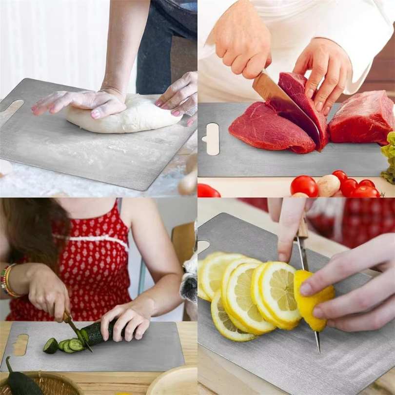 MELVIN - Skärbräda I Rostfritt Stål för Kött, Grönsaker och Matlagning