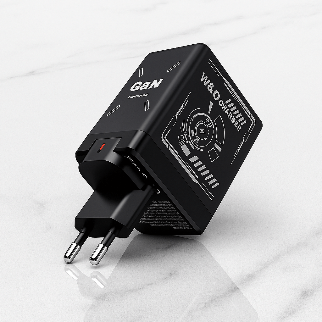 ChargeNest - Kompakt GaN Snabbladdare med Inbyggda Utdragbara Kablar för USB-C & Lightning