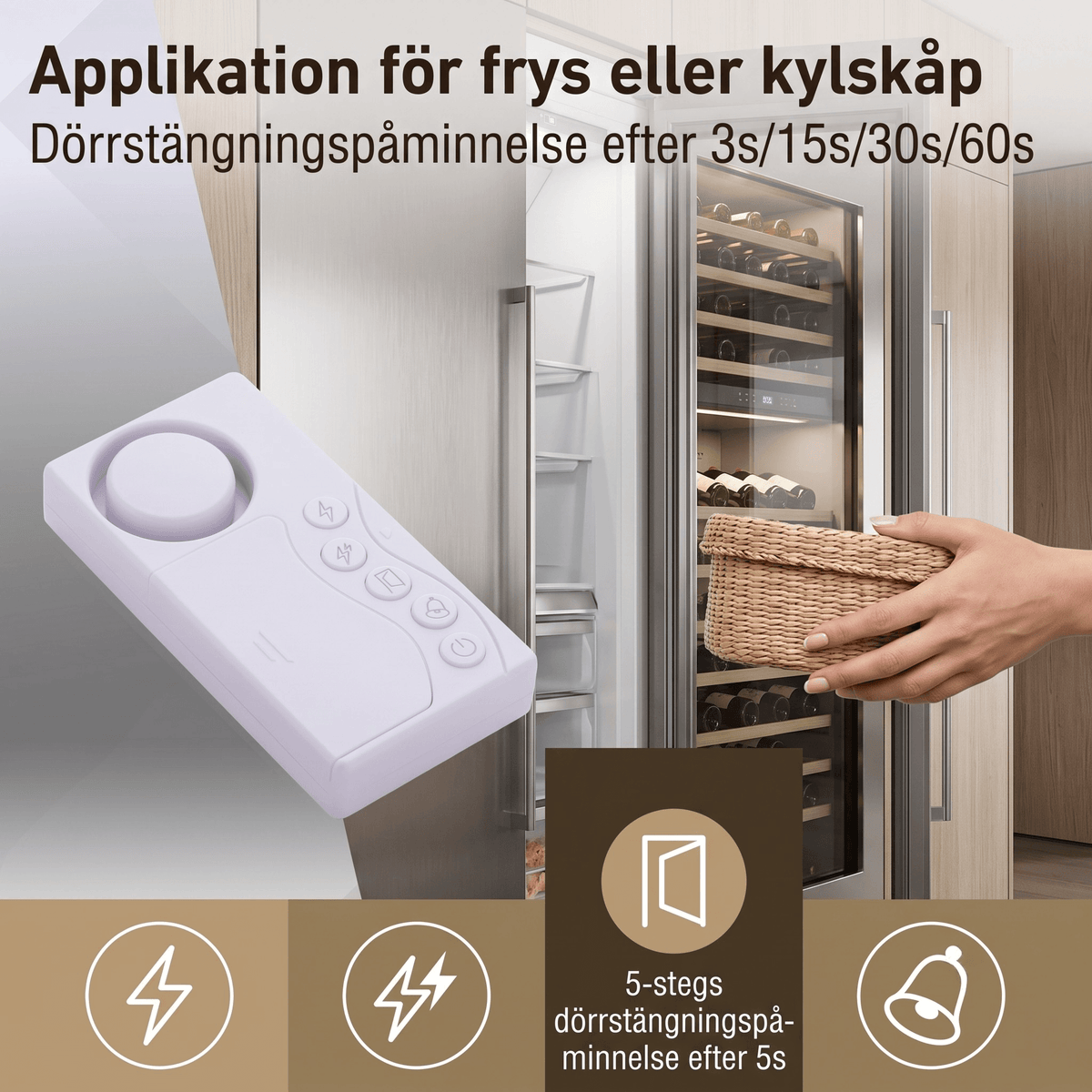 ESTER – Trådlöst Dörr- och Fönsterlarm med Magnetsensor – 108dB Inbrottslarm för Hem och Fönster