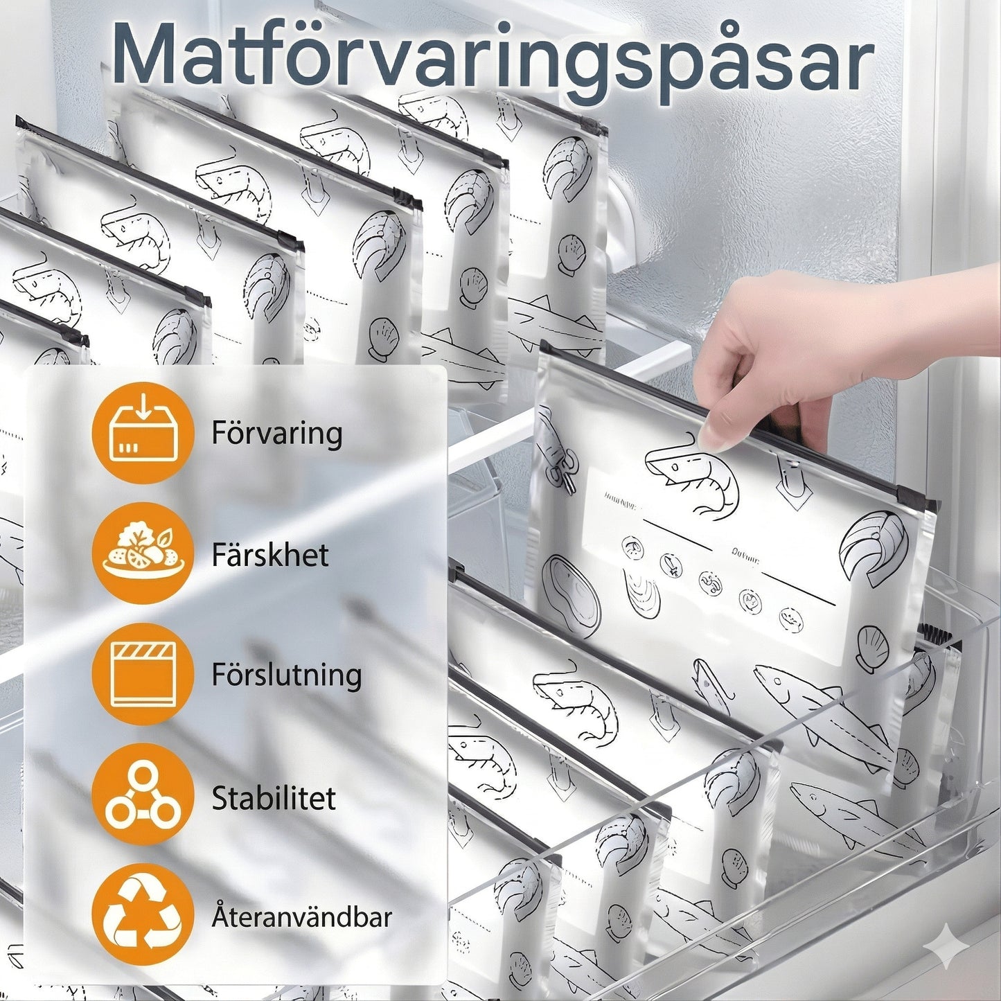 HAZEL – Reusable Eco-Friendly Aluminium Foil Storage Bags for the Fridge & Freezer, Airtight Sealing for Food