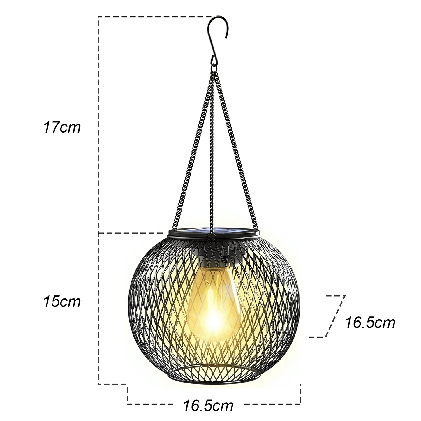 SolarGleam – Sollykta för Utomhusbruk med Varmvit LED-lampa, Hängande Design & Väderbeständig Metallkonstruktion