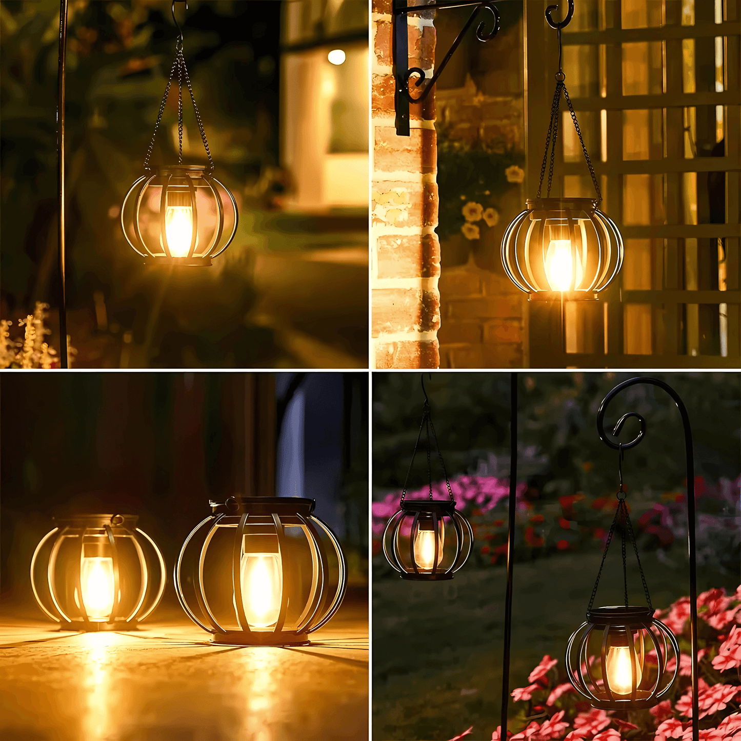 SolarGleam – Sollykta för Utomhusbruk med Varmvit LED-lampa, Hängande Design & Väderbeständig Metallkonstruktion