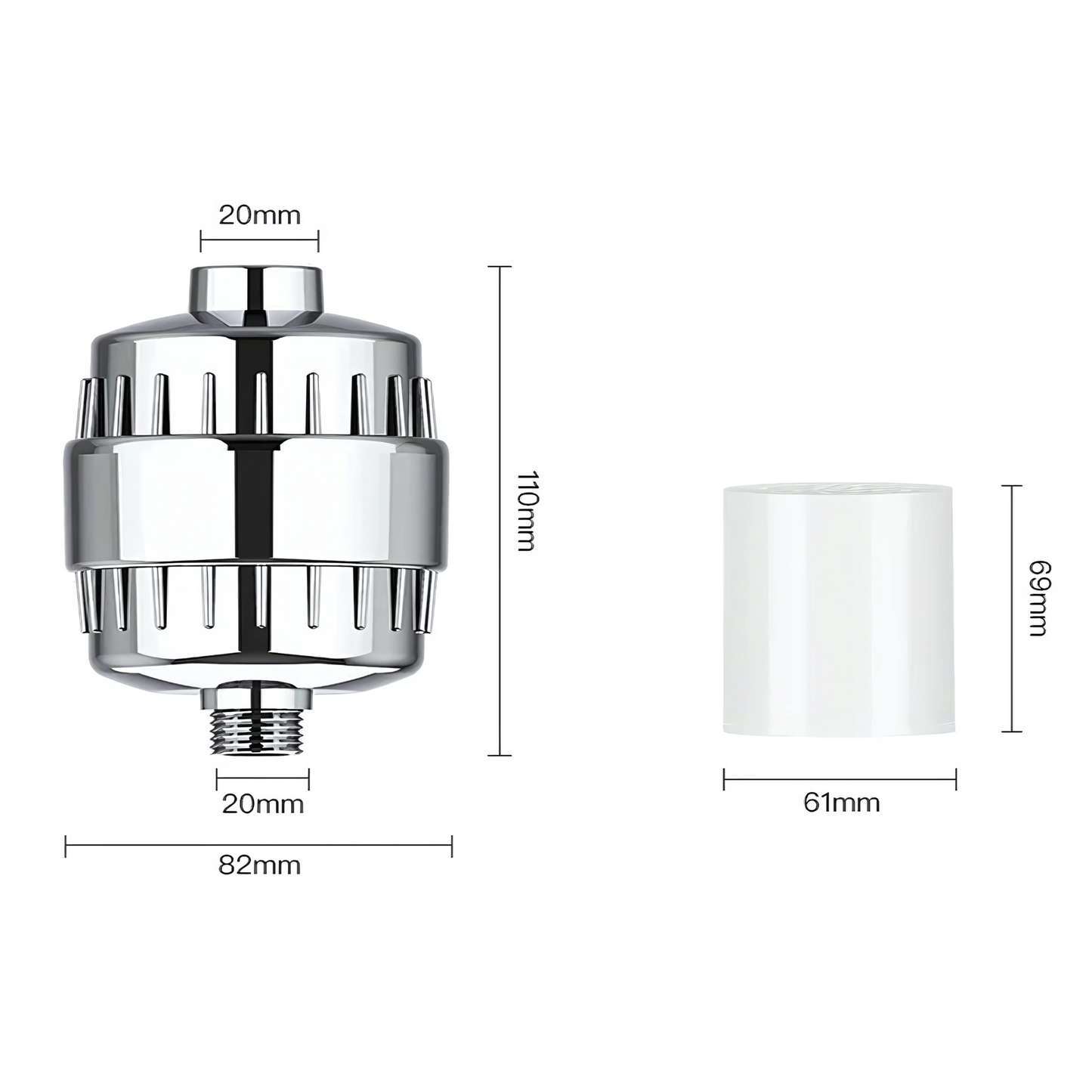 SereneDrop – 15/20 Trinns Dusjfilter med Høy Rensingskapasitet for Friskere Vann & Mykere Hud