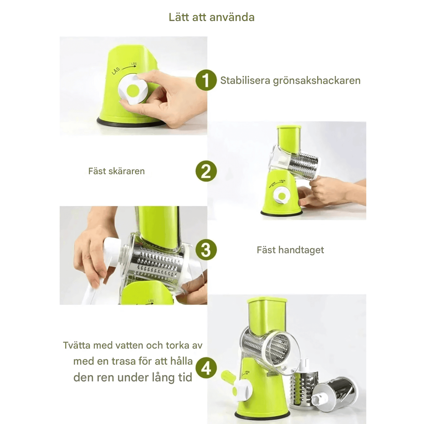 SpiralSlice – Manuell Grönsaksskärare med Rostfria Trummor för Rivning, Skivning & Strimling