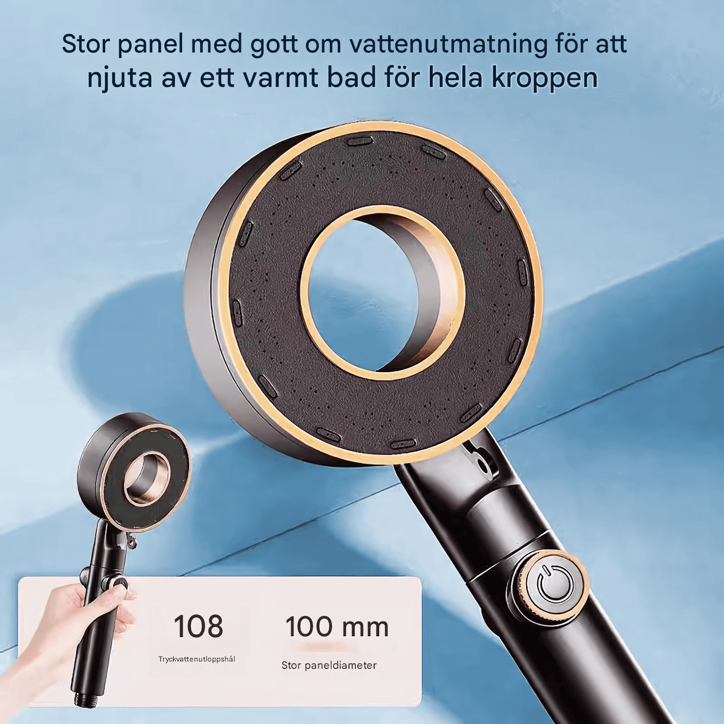 StreamWave – Hånddusj med 3 justerbare vanninnstillinger, trykkforsterkning & Avstengningsknapp
