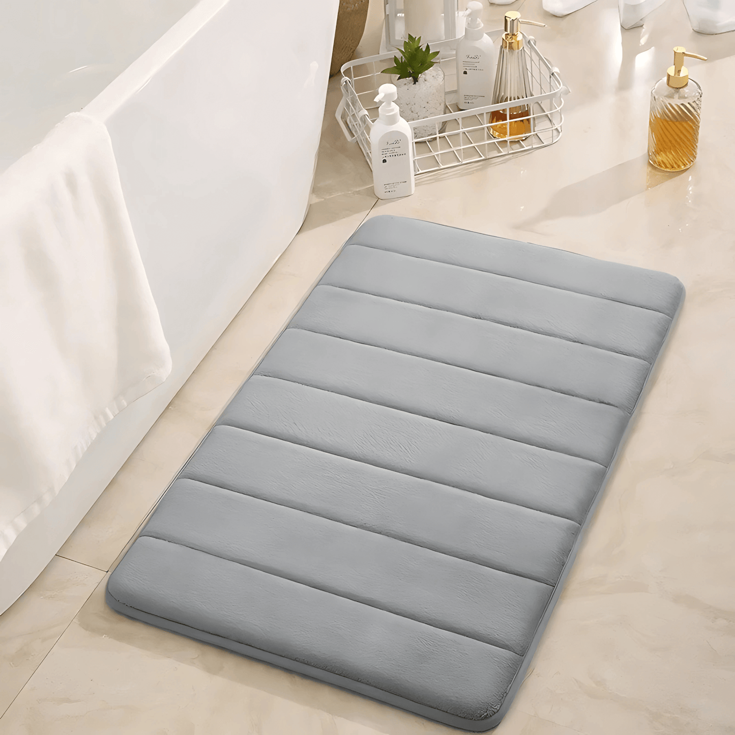 ComfortCush – Mjuk Badrumsmatta med Snabb Absorbering & Halkfri Botten i Memory-skum