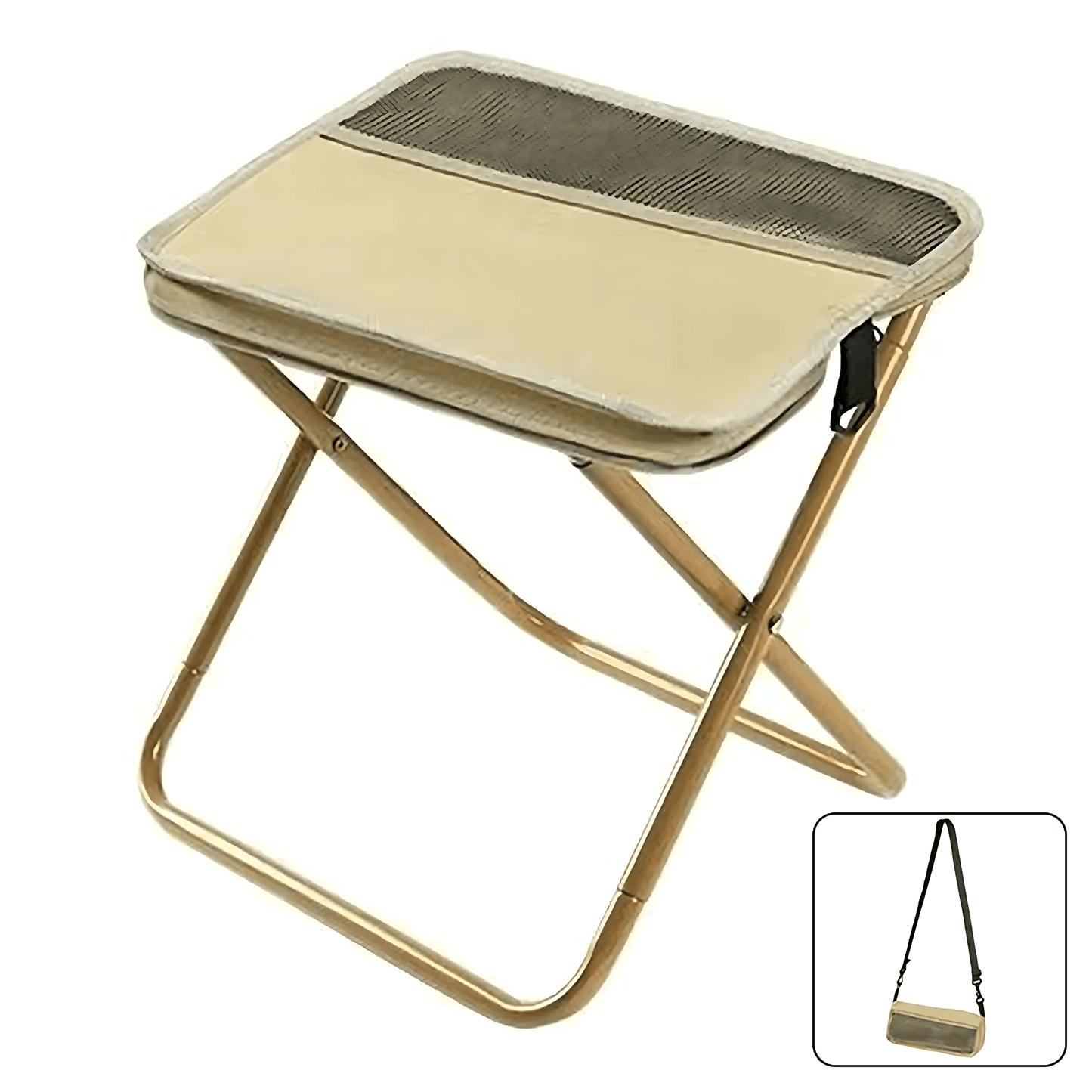 FoldSeat - Kompakt Hopfällbar Pall med Bärrem och Väderbeständig Dyna för Resor, Camping & Vardag