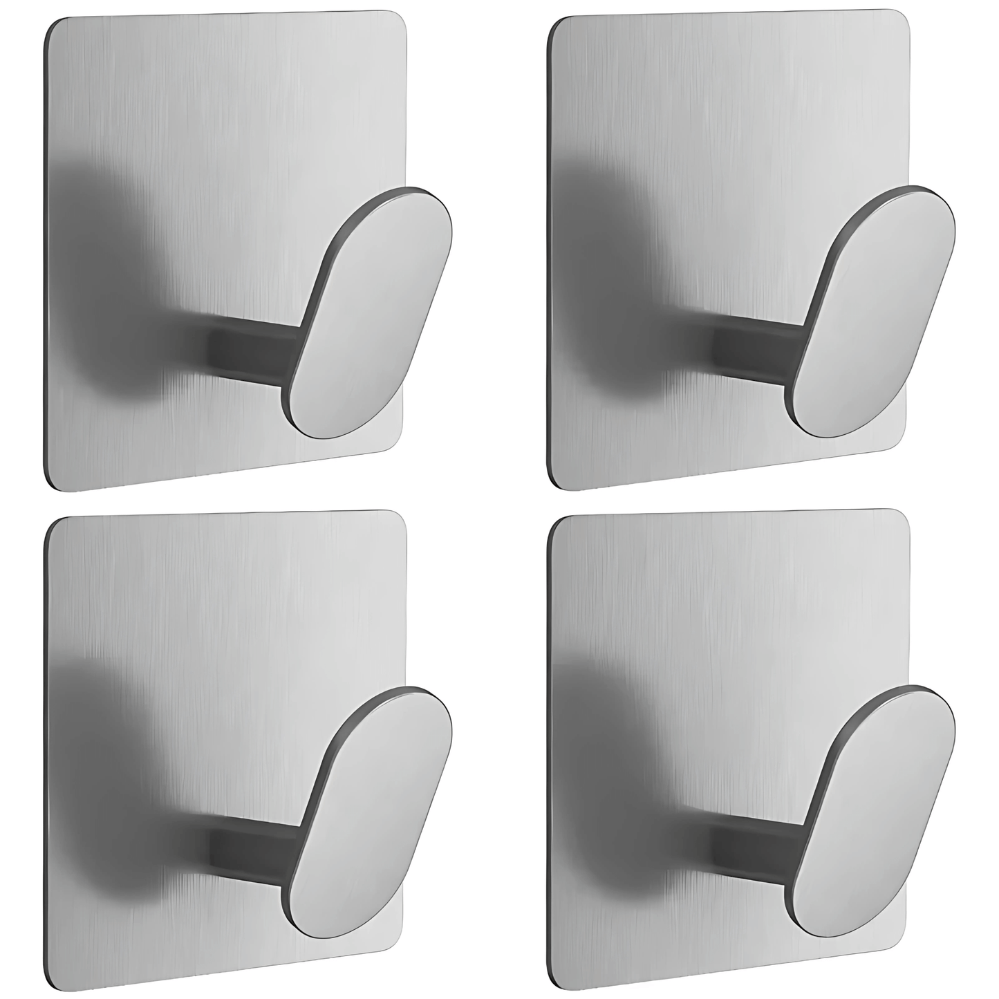PrimeHook - 4-pack | Ruostumattomasta teräksestä valmistetut kylpyhuonekoukut, joissa on itsekiinnittyvä kiinnike kylpyhuoneeseen ja keittiöön