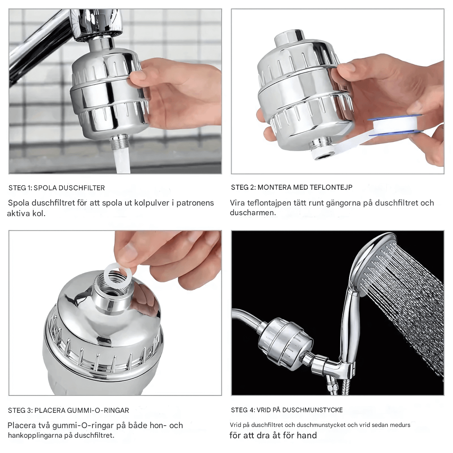SereneDrop – 15/20 Trinns Dusjfilter med Høy Rensingskapasitet for Friskere Vann & Mykere Hud