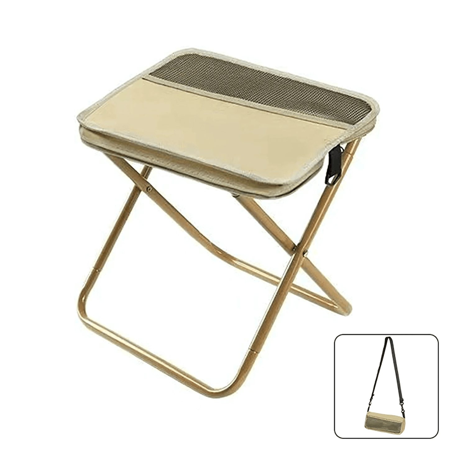 FoldSeat - Kompakt Hopfällbar Pall med Bärrem och Väderbeständig Dyna för Resor, Camping & Vardag