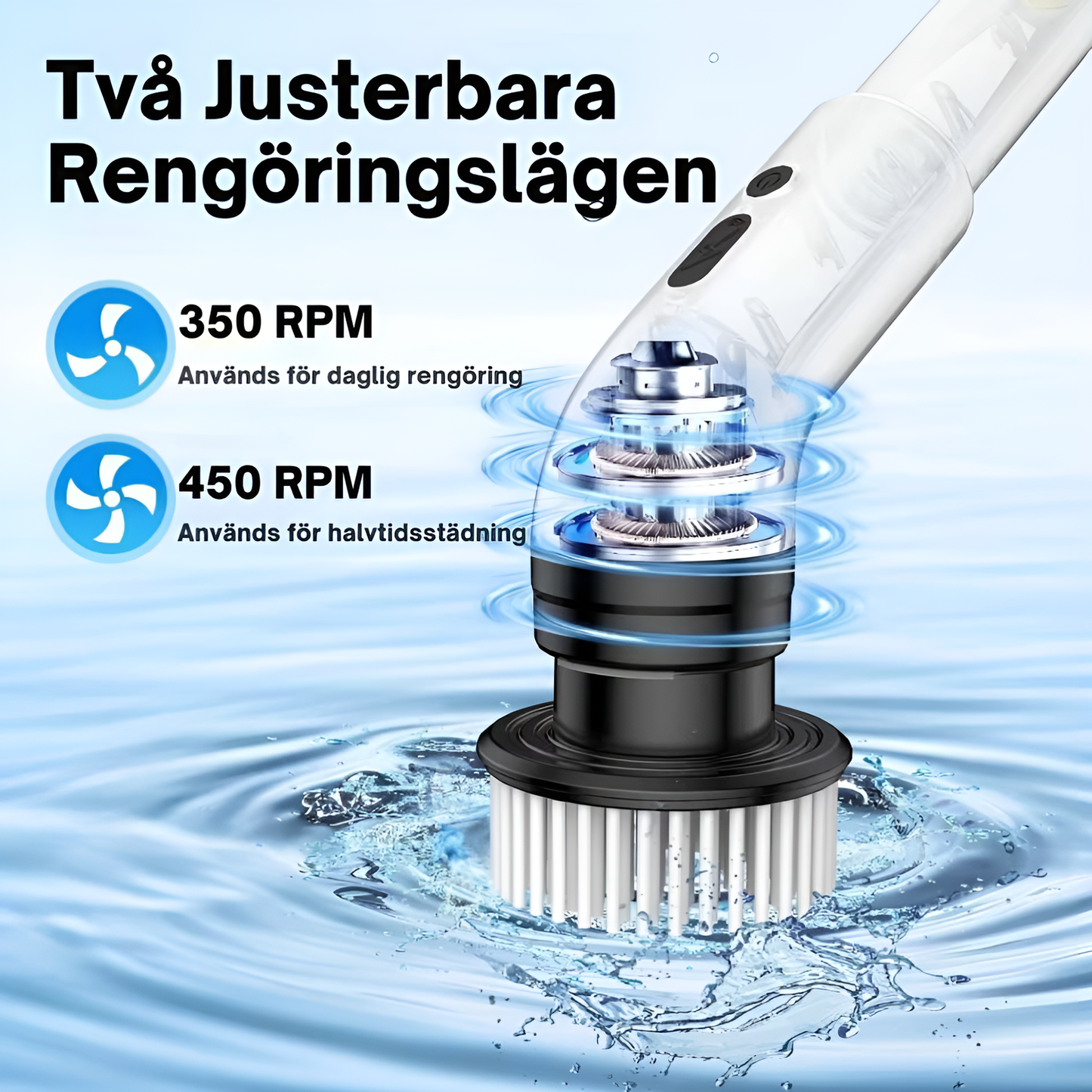 KEVIN - 9-i-1 Elektrisk Rengöringsborste Med Stav För Skonsam Städning