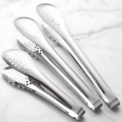 ANYA – Rostfria Kompakta Matklämmor 3-Pack för Sallad, Grill och Dessert med Håldesign och Ergonomiskt Grepp
