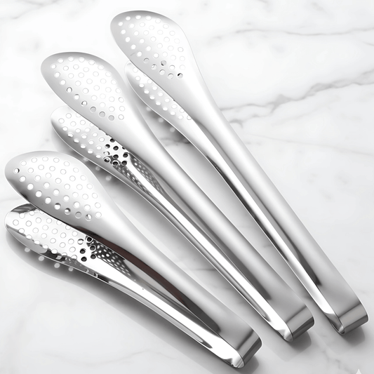 ANYA – Rostfria Kompakta Matklämmor 3-Pack för Sallad, Grill och Dessert med Håldesign och Ergonomiskt Grepp
