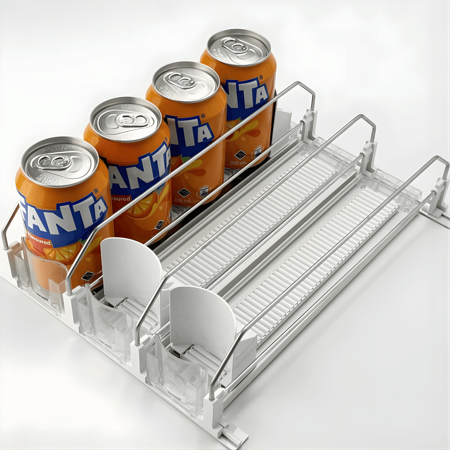 ELTON – 3-Kolumn Automatisk Dryckespusher för Kyl & Hyllor | Självskjutande Dryckesorganisator med Justerbara Fack