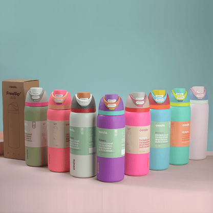 DRAKE – Bouteille de sport isotherme Owala en acier inoxydable avec paille et conception anti-fuites (32 oz / 945 ml)