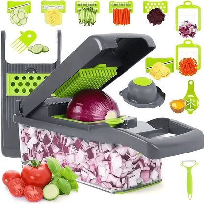 ELVIA – Multifunctional Mandoline Vegetable Chopper 14/16-piece Set with Cutting Blades &amp; Accessories