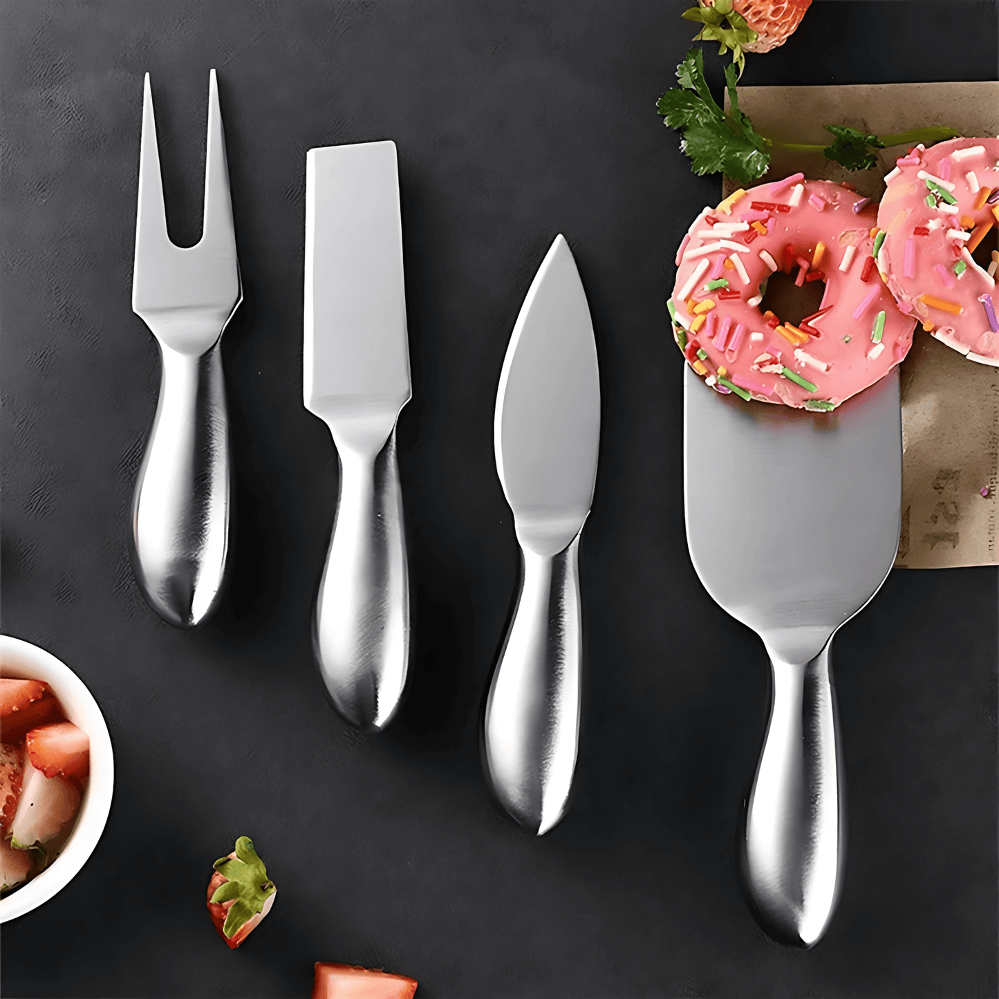 MARGO – Rostfritt Stål Ostknivsset med Spade, Gaffel & Smörkniv för Hem och Kök