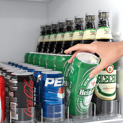 ELTON – 3-Kolumn Automatisk Dryckespusher för Kyl & Hyllor | Självskjutande Dryckesorganisator med Justerbara Fack