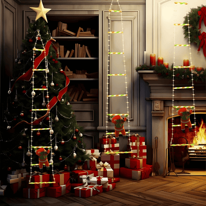 JOY - Décoration de Noël avec Père Noël grimpant, éclairage LED alimenté par USB & 8 effets lumineux