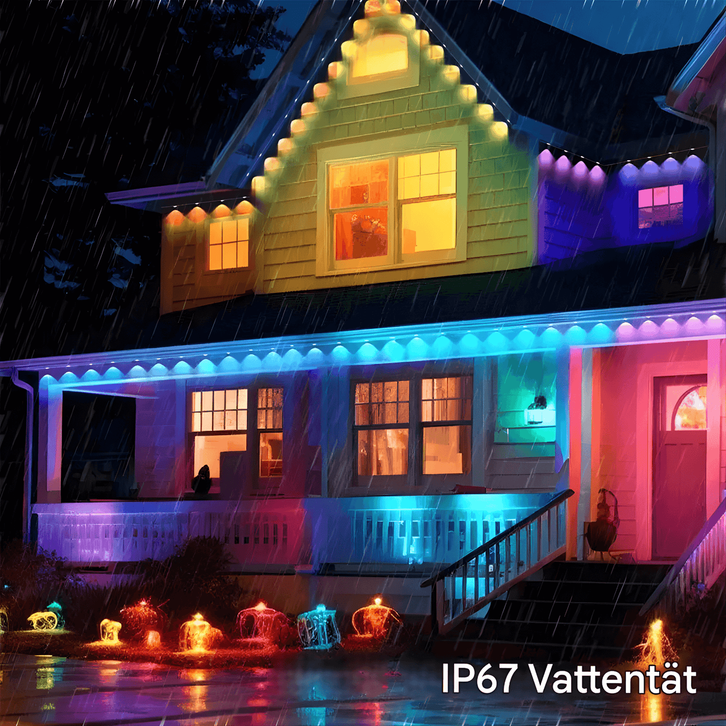 CHRISTY - Bluetooth & Wi-Fi RGBIC LED-lichtlus voor buiten, 15 m, 30 lampjes, App- en stembediening, IP67