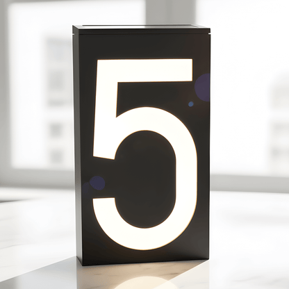 SOLENN – Solcellsdriven LED-Husnummerskylt med Automatisk Belysning & Vattentätt Hölje