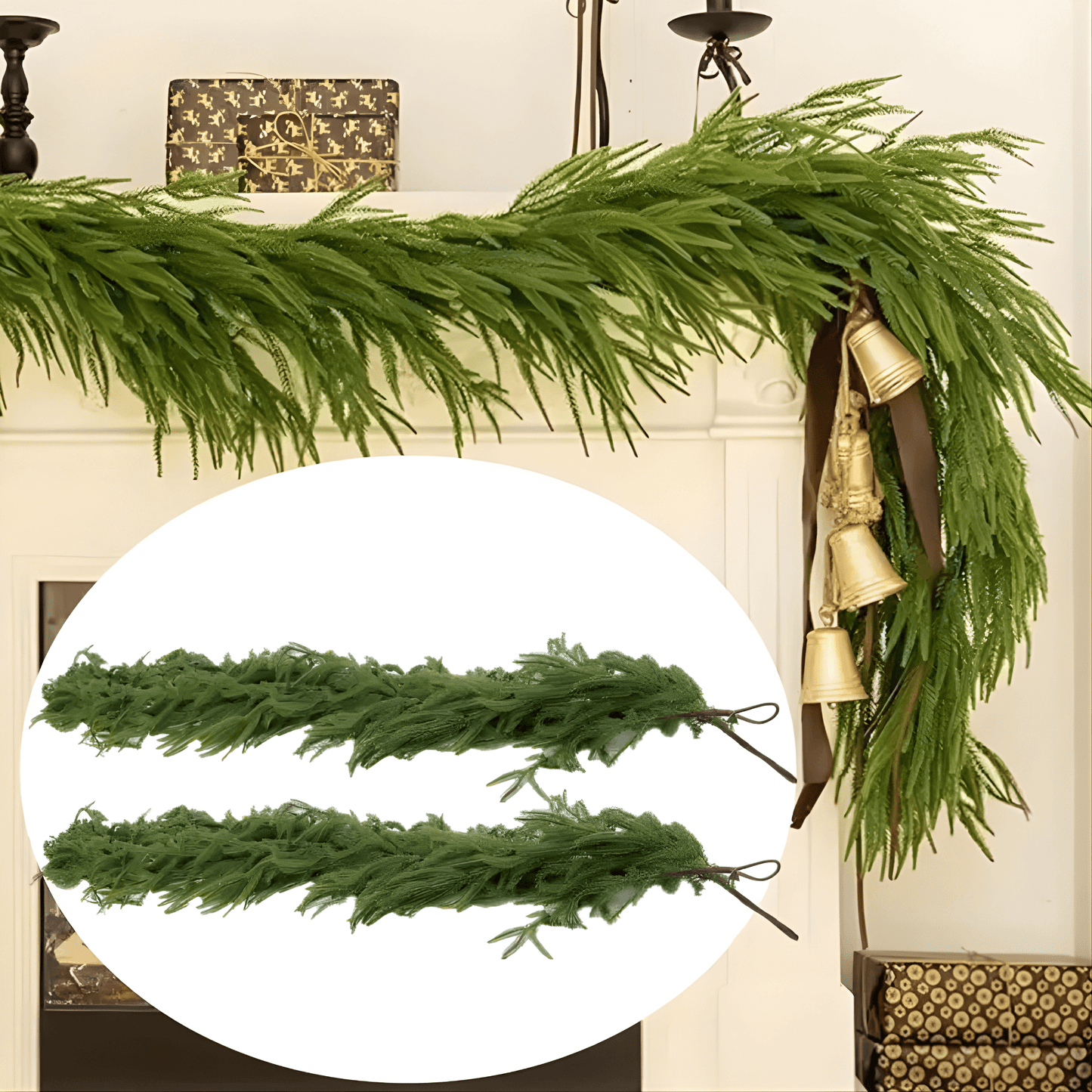 CHARM - Kerstmis Norfolk dennenkrans voor Haard, Tafel en Decoratie 270cm