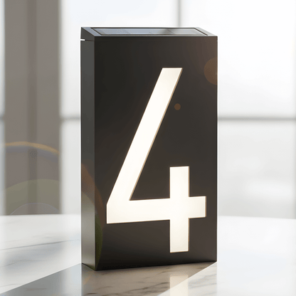 SOLENN – Solcellsdriven LED-Husnummerskylt med Automatisk Belysning & Vattentätt Hölje