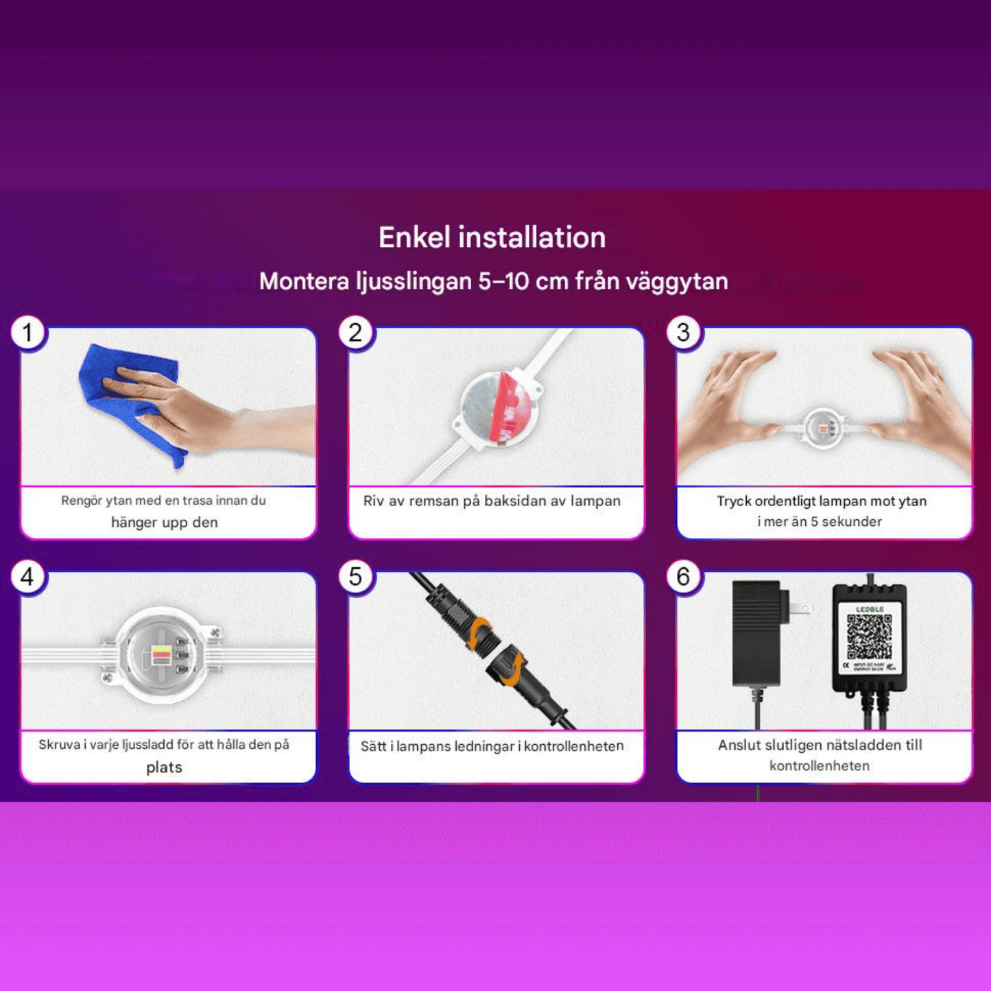 CLAIRE - Ulkona vedenkestävä 15M LED-nauhavalo, jossa on sovellusohjaus, 54 kohtausmoodia