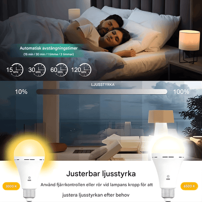 ELLA - Lampe LED rechargeable avec chargement rapide USB-C, télécommande & Socle E27, température de couleur réglable (3000K-6500K)