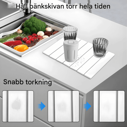 FREYA – Vikbar Sten-Torkmatta för Kök med Halkfri Bas & Absorberande Yta