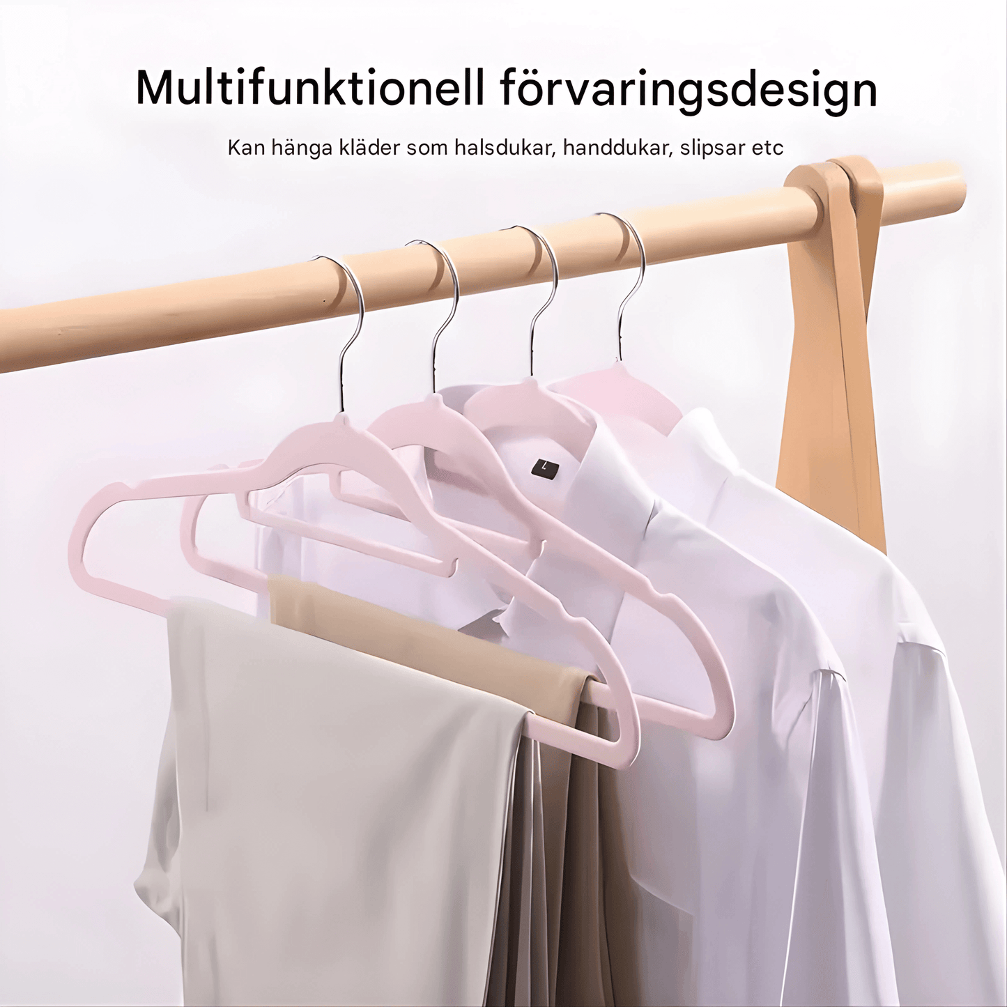 LAURA – Premium Sammetsgalgar i Set om 10 med Halkfri Yta, 360° Krok & Platsbesparande Design