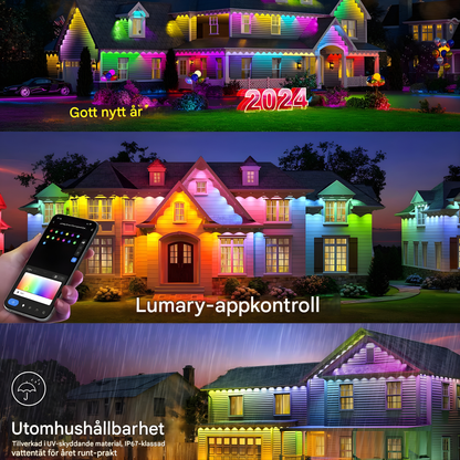 CLAIRE - Ulkona vedenkestävä 15M LED-nauhavalo, jossa on sovellusohjaus, 54 kohtausmoodia