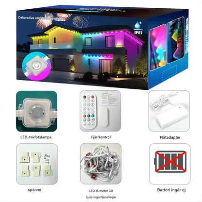 CHRISTY - Bluetooth & Wi-Fi RGBIC LED-lichtlus voor buiten, 15 m, 30 lampjes, App- en stembediening, IP67