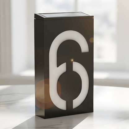 SOLENN – Solcellsdriven LED-Husnummerskylt med Automatisk Belysning & Vattentätt Hölje