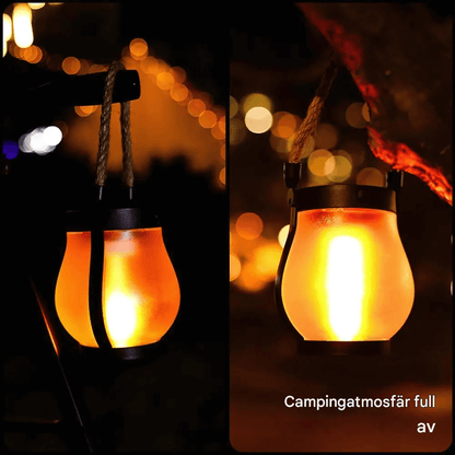 MARTHA – Solcellsflamma Lampa med USB-laddning, Hängande Trädgårdsdekoration & Värmande LED-belysning