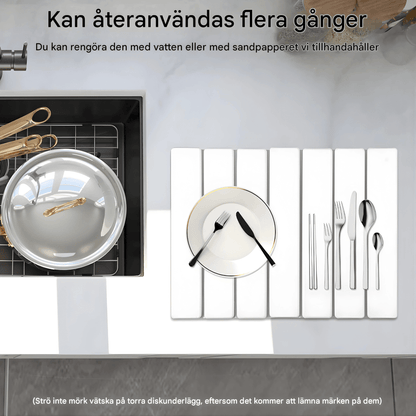 FREYA – Vikbar Sten-Torkmatta för Kök med Halkfri Bas & Absorberande Yta