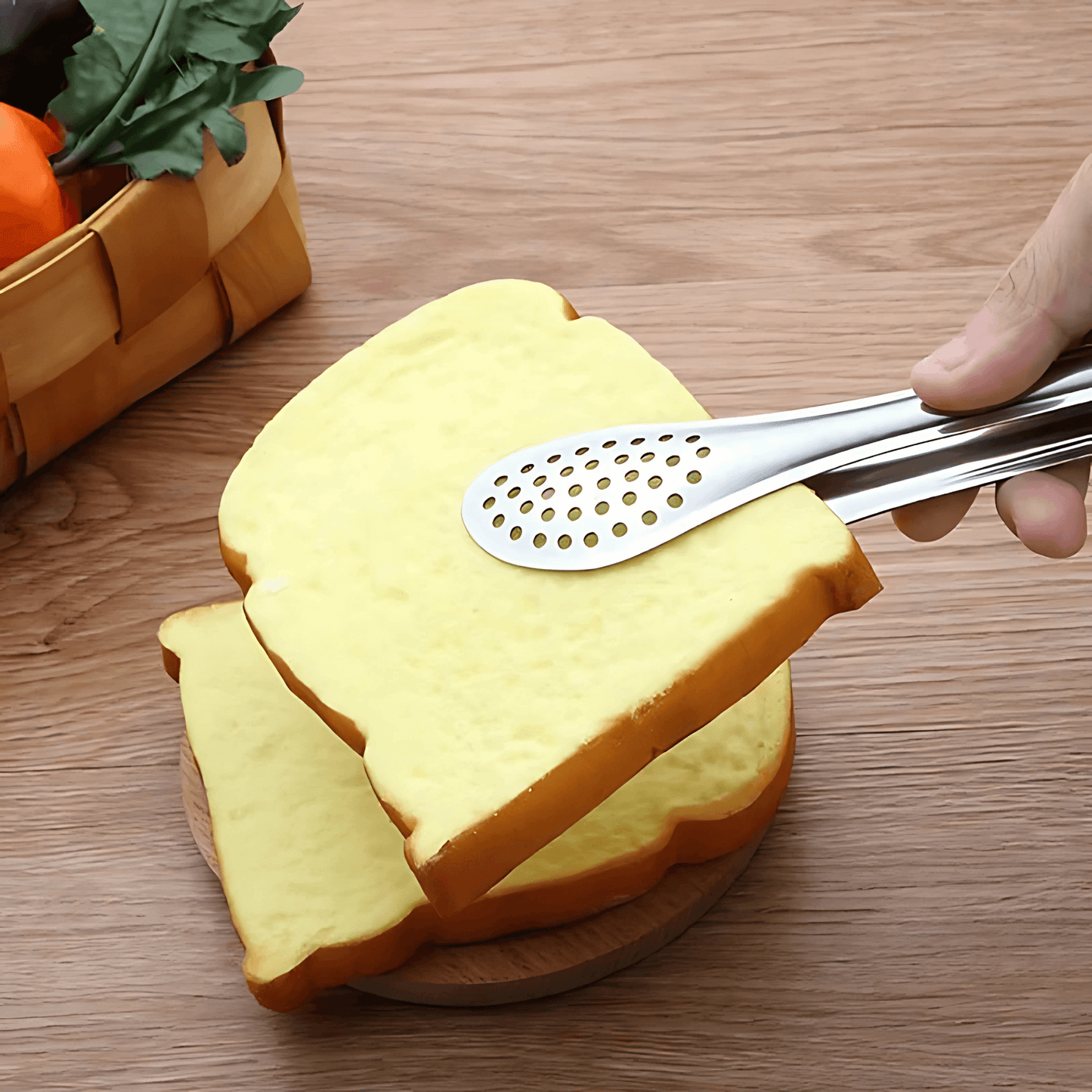 ANYA – Rostfria Kompakta Matklämmor 3-Pack för Sallad, Grill och Dessert med Håldesign och Ergonomiskt Grepp