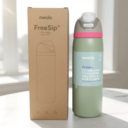 DRAKE – Bouteille de sport isotherme Owala en acier inoxydable avec paille et conception anti-fuites (32 oz / 945 ml)