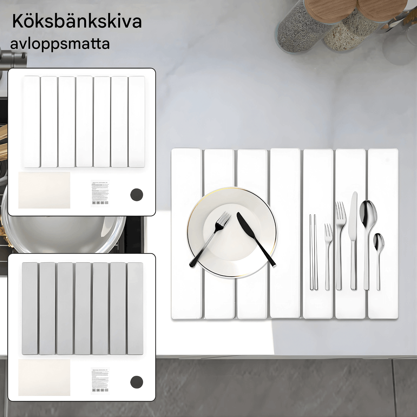 FREYA – Vikbar Sten-Torkmatta för Kök med Halkfri Bas & Absorberande Yta